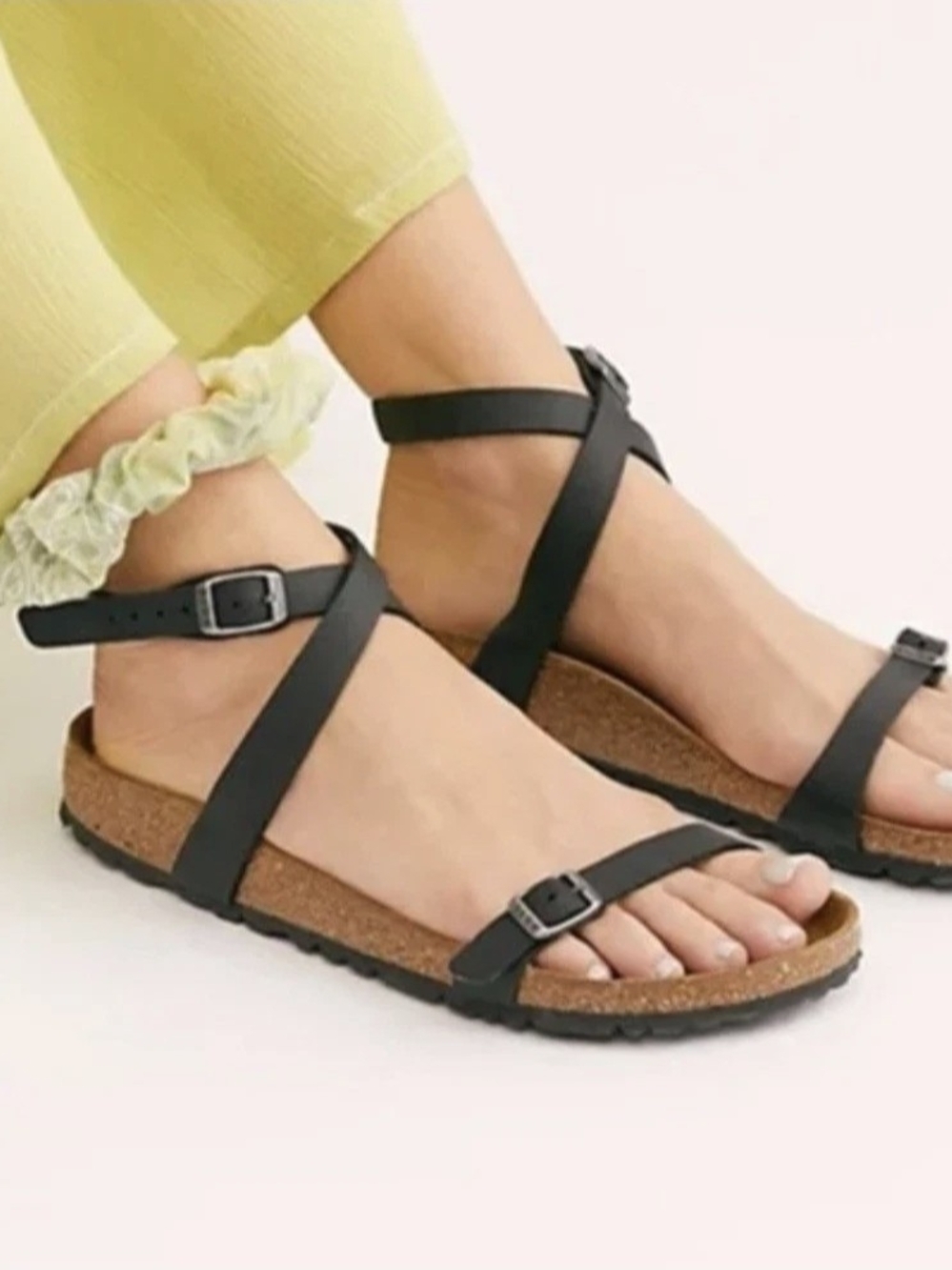 Birkenstock Black Ankle-Strap Cork Sandals for Women